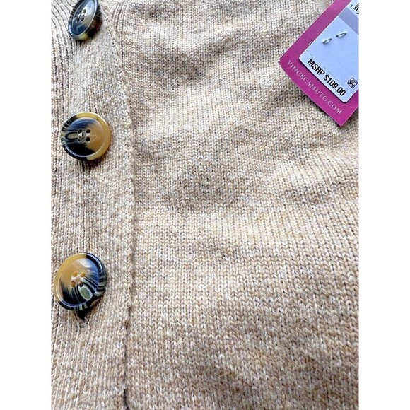Vince Camuto Women's  Cardigan Plus Size Sweater Button down Latte Heather Tan - Picture 4 of 6